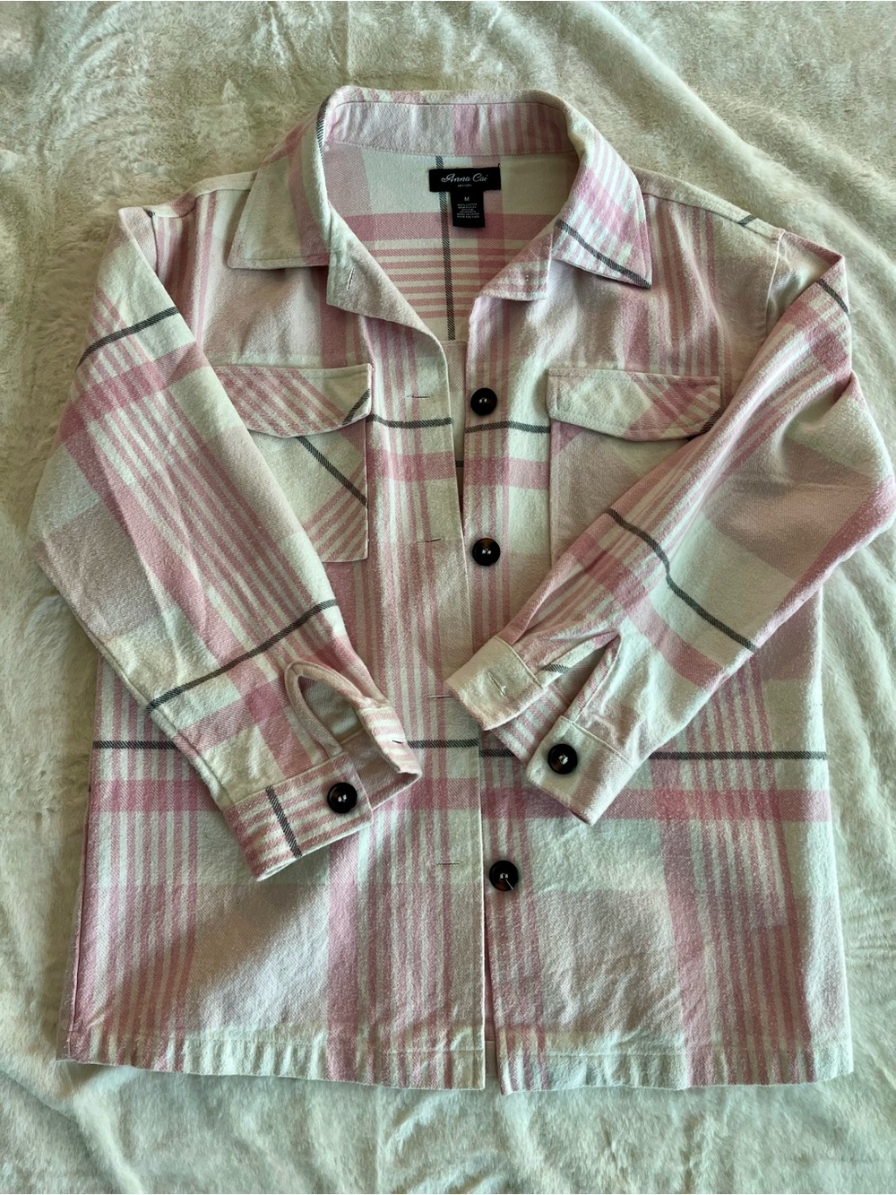 Avenue Pink and Cream Plaid Shacket